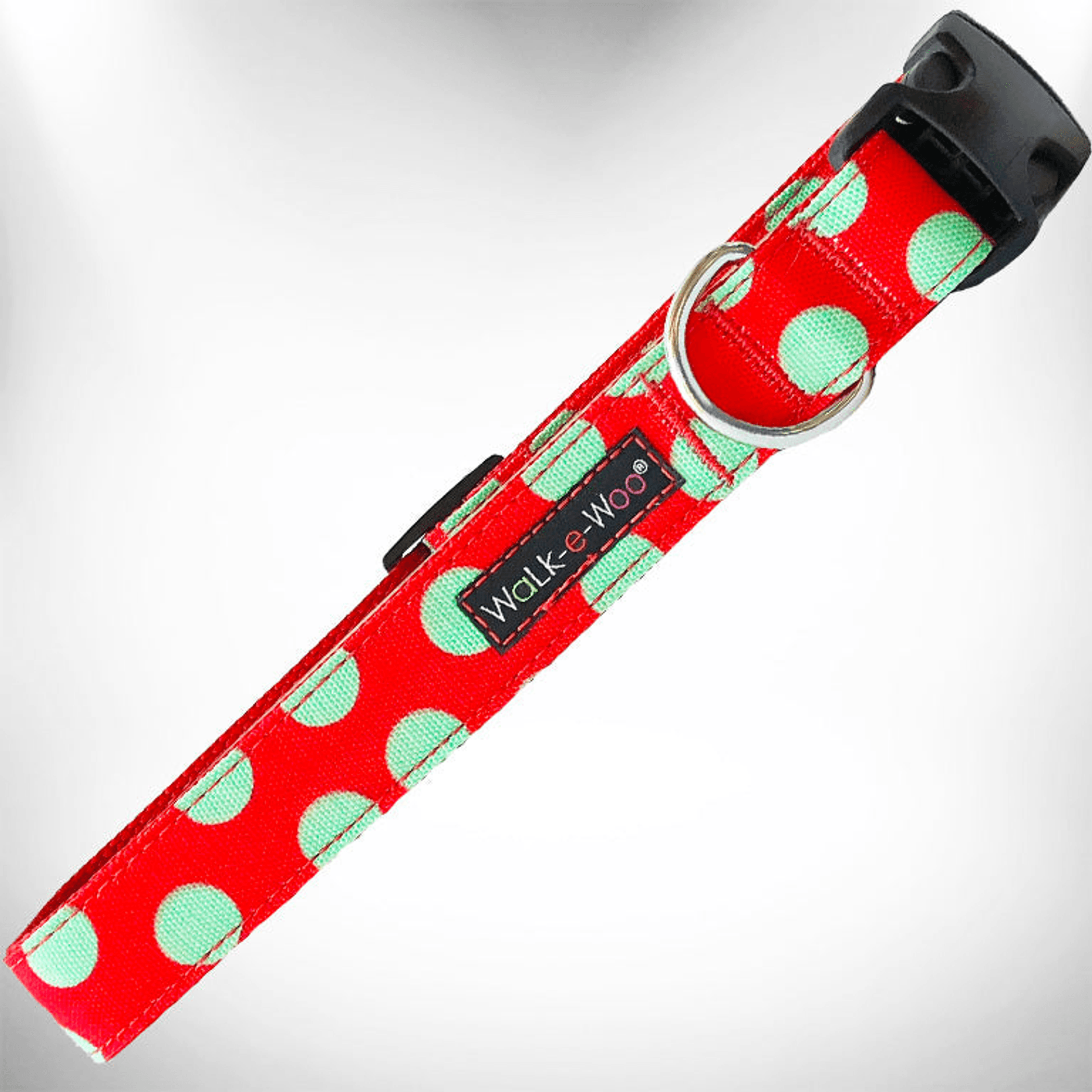 Elegant Red Polka Dot Dog Collar by Walk-e-Woo-12