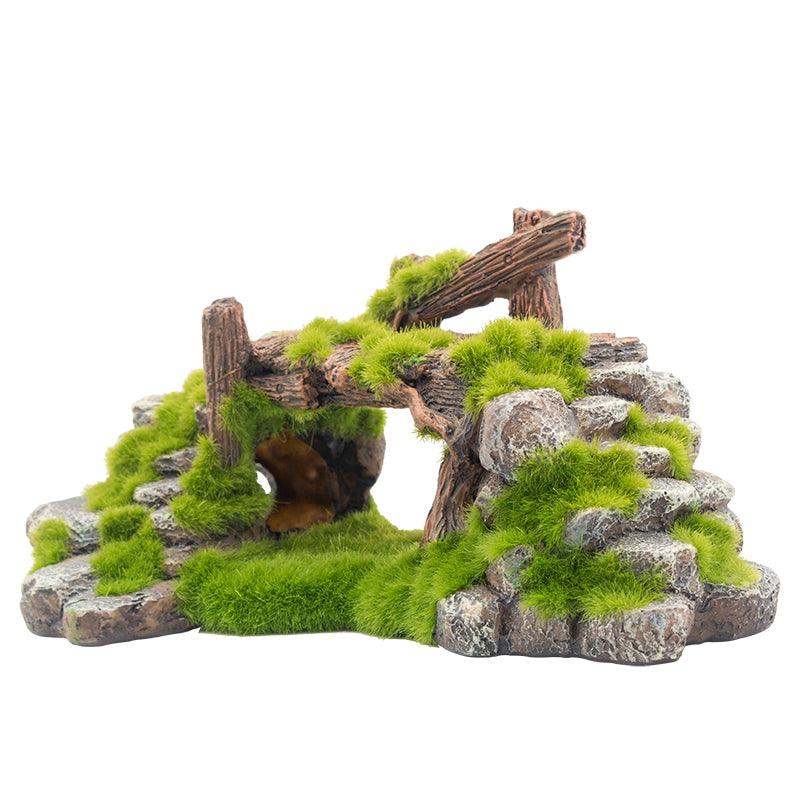 Landscape Stone Flocking Resin Aquarium Decoration-5