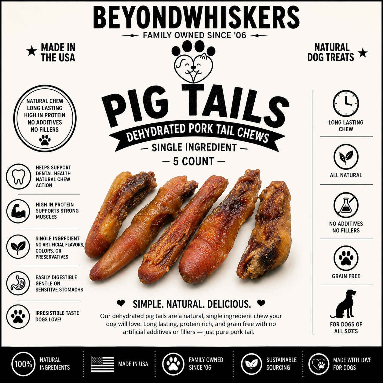 Dehydrated Pork Tails for Dogs-3