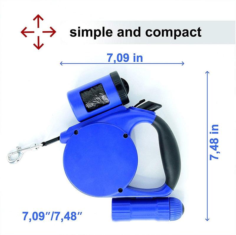 Nightwalk 4.5M Led Light And Waste Bag Dispenser Retractable Dog Leash-3